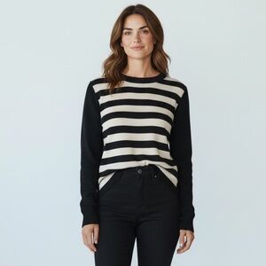 Les Copains Italian Knit Striped Long Sleeve Top